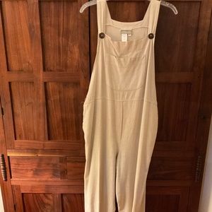 Coldwater Creek cream linen blend overall PM